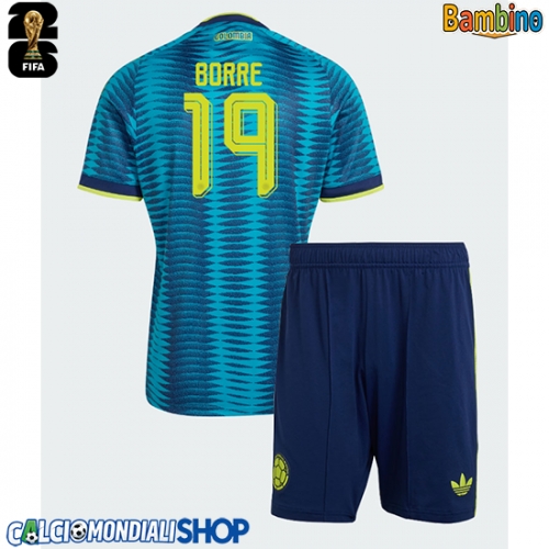Maglie da calcio Colombia Rafael Santos Borre #19 Seconda Maglia Bambino Mondiali 2026  Manica Corta (+ Pantaloni corti)